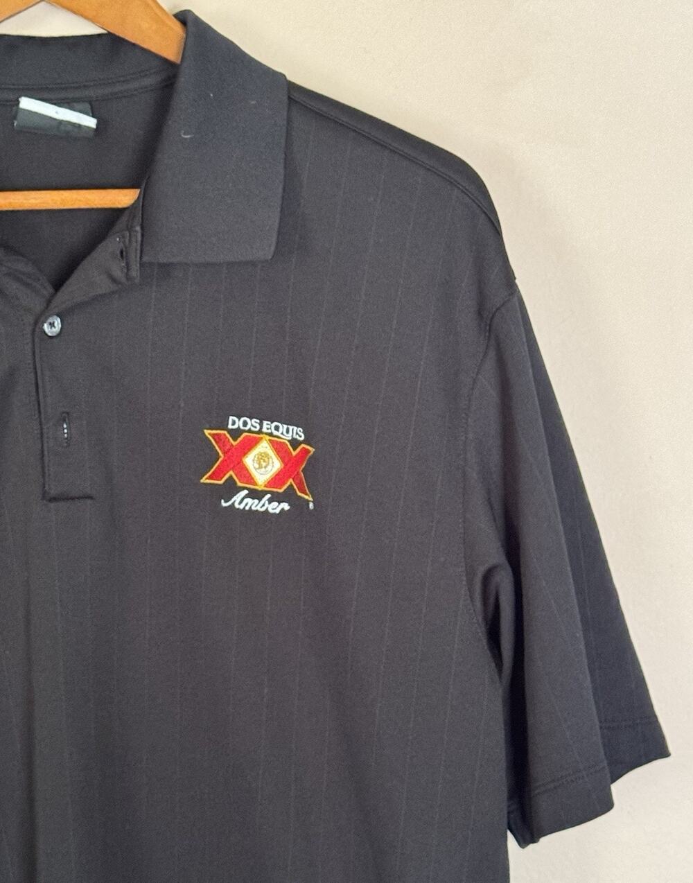 Nike Golf Tour Performance Dri-FIT Men's Black Polo Shirt XL Dos Equis Logo